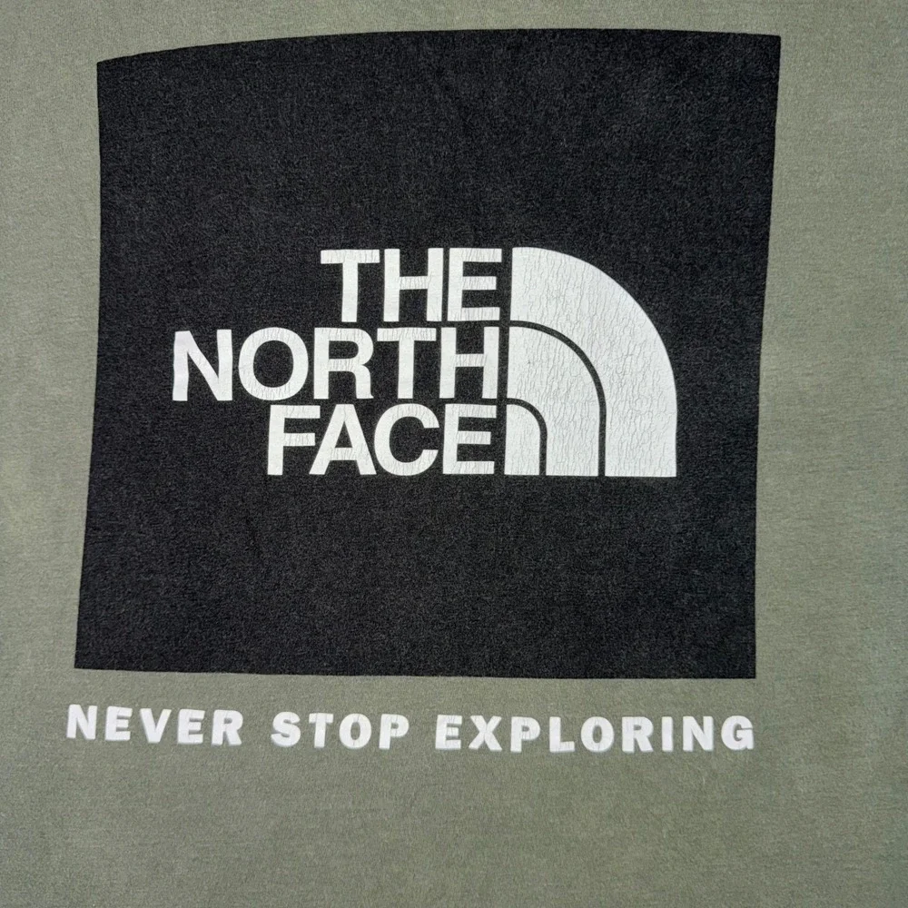 Mens XL The North Face T-Shirt Green Excellent Never Stop Exploring Graphic Tee